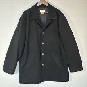 J Crew Peacoat Mens XL Black Wool Blend Thinsulate Lined Winter Jacket Coat